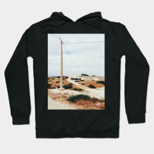 Bird Sitting on Telephone Pole in Dry North African Countryside Hoodie